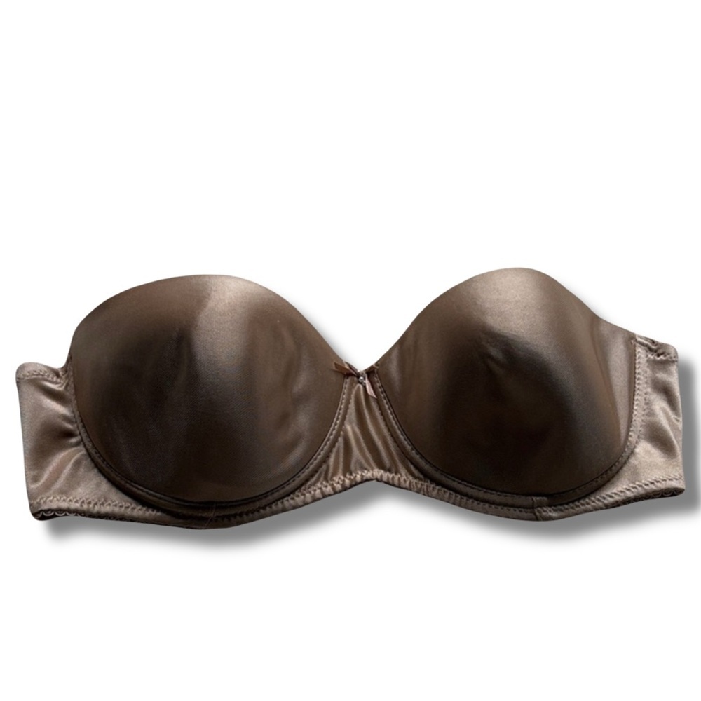 Vintage Jessica Nude Strapless Satin Bra | Size 36C | Padded Support |